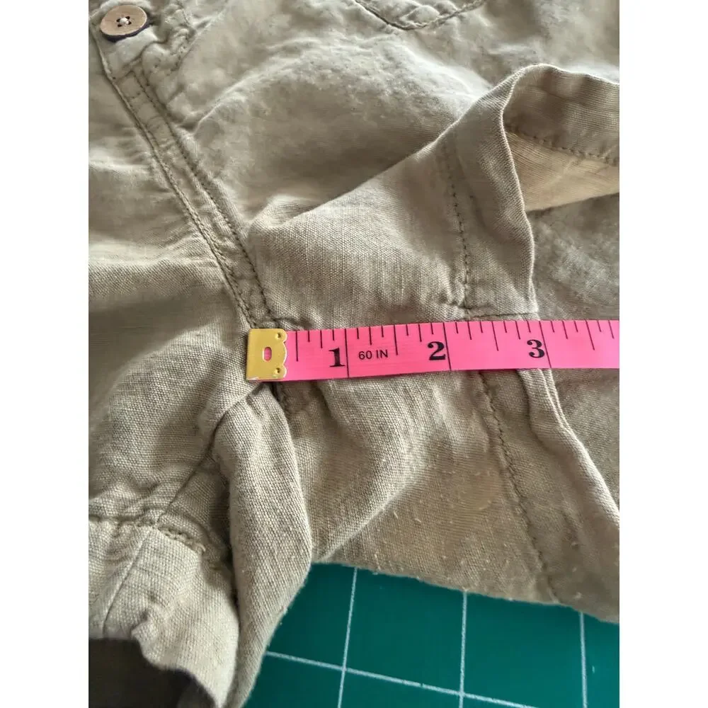 Rip Curl Summer Palm Linen Shorts High Rise Coconut Button Women's L Gold Beachy